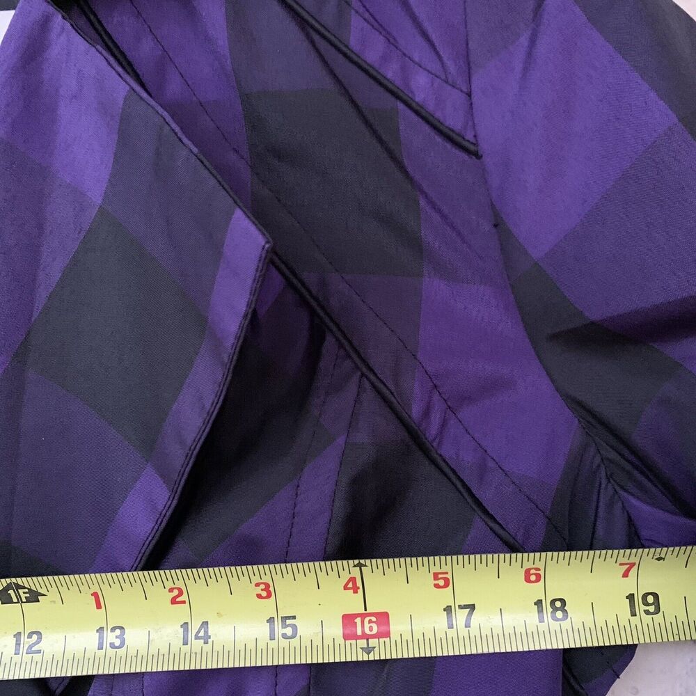Candies Jacket Double Breasted Black And Purple Checkered Belted Coat Size XL - Picture 8 of 15